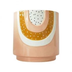 Urban Products Woodstock Rainbow Dot Planter - Pink/Mustard VASES & PLANTERS