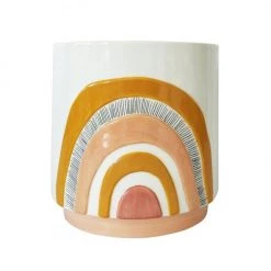 Urban Products VASES & PLANTERS Woodstock Rainbow Stripe Planter - Pink/Mustard