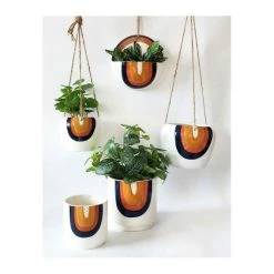 Urban Products Woodstock Rainbow Dot Planter - Blue/Terracotta