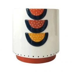 Urban Products VASES & PLANTERS Woodstock Rainbow Geo Planter - Blue/Terracotta
