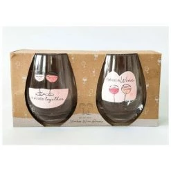 Urban Products ENGAGEMENT & WEDDING Stemless Wine Glass Set - Partners In Wine