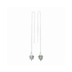 Sterling Kiwiana Fern Thread Earrings Silver