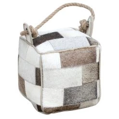 Rembrandt Fine Arts Women's Gifts - Over $50 Goat Hide Patchwork Door Stop - Square