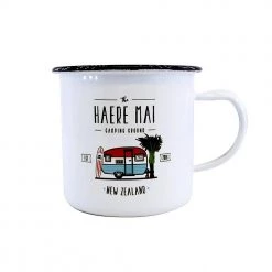 Moana Road Kiwiana Enamel Mug - Haere Mai Camping Ground