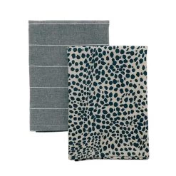 Raine & Humble TEA TOWELS, MITTS & CLOTHS Animal Print Tea Towel Pack - Navy Blue (2pc)
