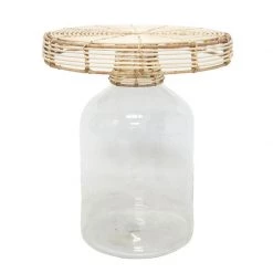 Stoneleigh & Roberson Coastal Bali Glass & Rattan Side Table (46cm)