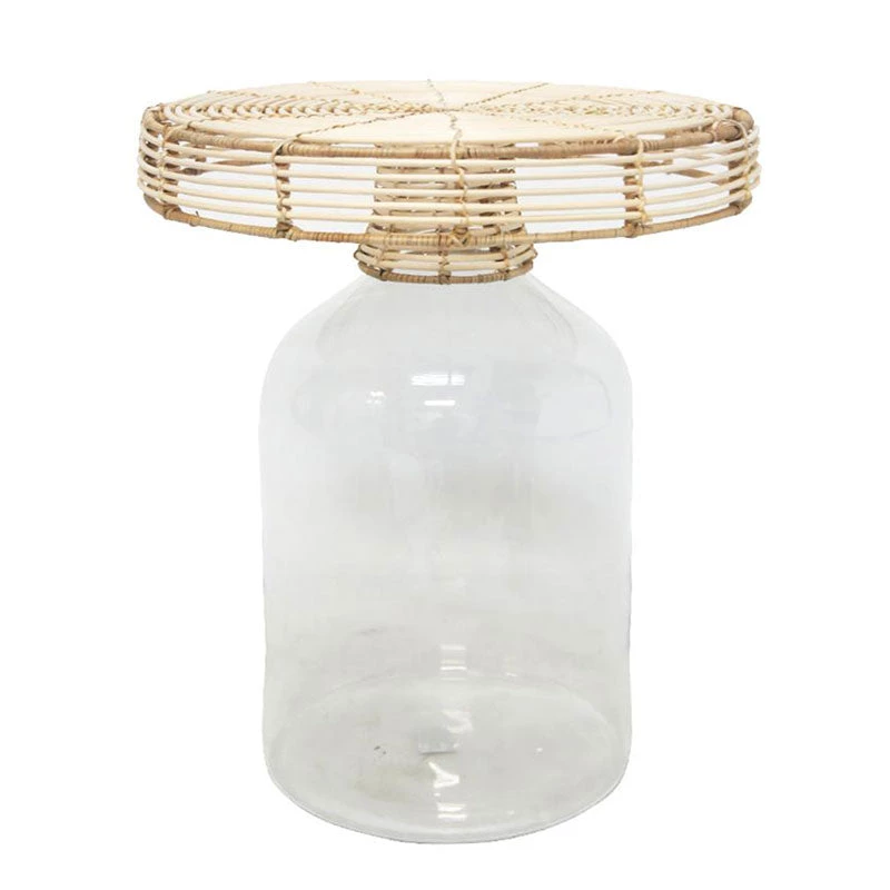 Stoneleigh & Roberson Coastal Bali Glass & Rattan Side Table (46cm)