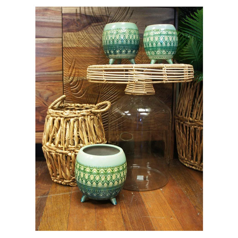 Stoneleigh & Roberson Coastal Bali Glass & Rattan Side Table (46cm)