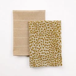 Raine & Humble TEA TOWELS, MITTS & CLOTHS Animal Print Tea Towel Pack - Mustard (2pc)
