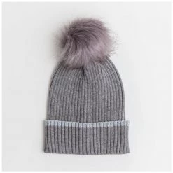 Stella & Gemma Last Chance - Final Few Grey & Silver Fur Pom Pom Beanie