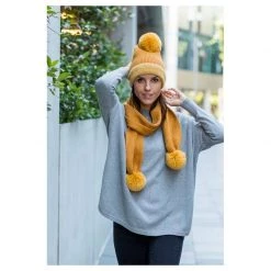 Stella & Gemma Marigold Fur Pom Pom Scarf