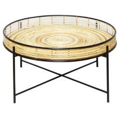 Stoneleigh & Roberson Rattan & Metal Side Table (60cm) Coastal