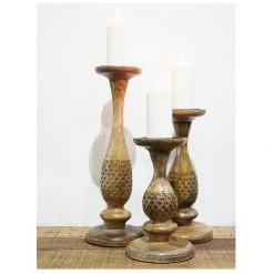 Banyan Home Leo Wood Candle Holder (30.5cm)