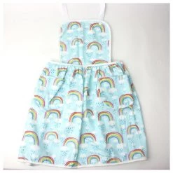 Elephant Ollie Retro Cotton Kids Apron โ Blue Rainbow Kiwiana
