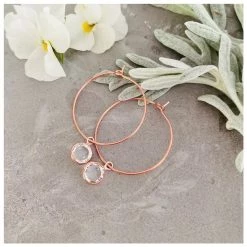 Twigg Valentines Day Swarovski Crystal Rose Gold Hoop Earrings