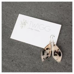 Twigg JEWELLERY Gold Framed Light Tortoiseshell Earrings