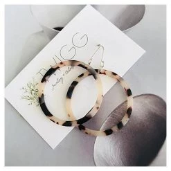 Twigg Light Tortoiseshell Hoop Earrings JEWELLERY