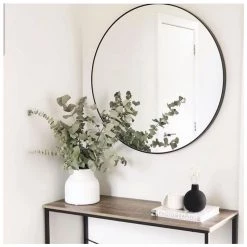 NED Collections Black Round Mirror - Medium (90cm) MIRRORS