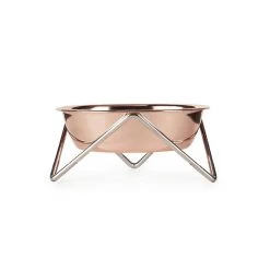 Bendo Luxe Meow Cat Bowl - Copper Bowl & Chrome Stand Metallics