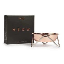 Bendo Luxe Meow Cat Bowl - Copper Bowl & Chrome Stand Metallics