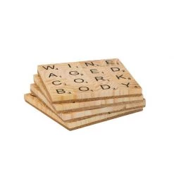 UBU Scrabble Coaster Set - Wine Women's Gifts - Under $50