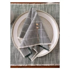 Raine & Humble Wild Stripe Napkin Set - Khaki Green (4pc)