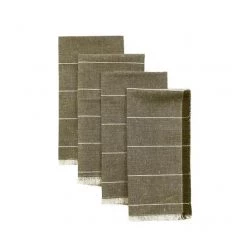 Raine & Humble Wild Stripe Napkin Set - Khaki Green (4pc)