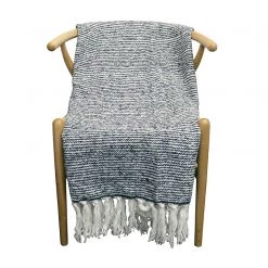 Le Forge Restocked Wool Blend Throw – Ripple Stripe Blue