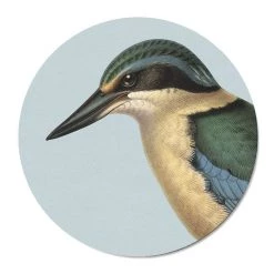 100% New Zealand Kiwiana Hushed Blue Kingfisher Placemat Set/6
