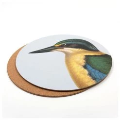 100% New Zealand Hushed Blue Kingfisher Coaster Set/6 Kiwiana