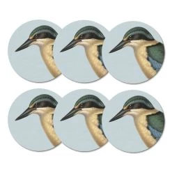 100% New Zealand Hushed Blue Kingfisher Coaster Set/6 Kiwiana