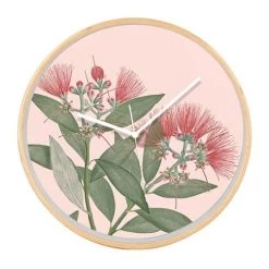 100% New Zealand Kiwiana Vintage Botanical Pohutukawa Clock (32cm)