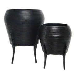Stoneleigh & Roberson Raska Large Rattan Planter Set - Black