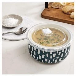 Ladelle Akeware, Cookware, Knives & Boards Abode Microwave Food Bowl - Ink Blue Dashes