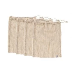 Ladelle Recycled Cotton Mesh Produce Bags (4pc) Reusable & Eco Friendly