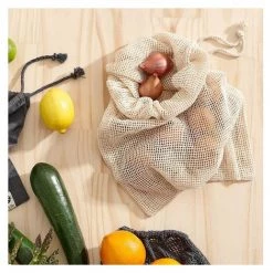 Ladelle Recycled Cotton Mesh Produce Bags (4pc) Reusable & Eco Friendly