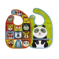 Crocodile Creek Bibs & Clothing Two Bib & Pouch Set - Jungle Jamboree
