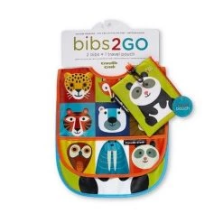 Crocodile Creek Bibs & Clothing Two Bib & Pouch Set - Jungle Jamboree