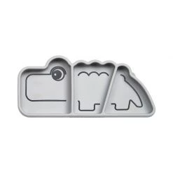 Done By Deer Dining & Aprons Stick & Stay Silicon Snack Plate – Croco Grey