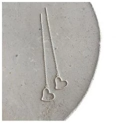 Twigg Silver Heart Thread Earrings