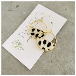Twigg Gold Framed Cow Earrings