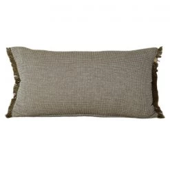 Raine & Humble Coastal Breakfast Waffle Fringe Cushion - Khaki Green