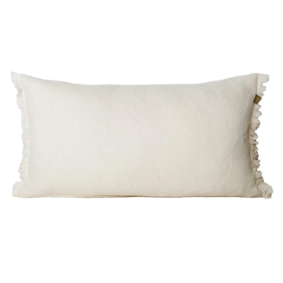 Raine & Humble Breakfast Waffle Fringe Cushion - Natural Coastal
