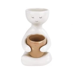Urban Products Person Holding Pot Planter - Beige (20cm) Restocked