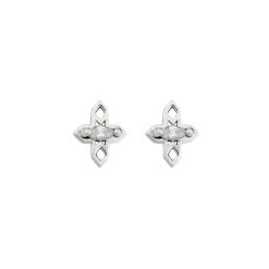 Lindi Kingi Tiny Cross Studs - Platinum JEWELLERY