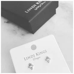 Lindi Kingi Tiny Cross Studs - Platinum JEWELLERY
