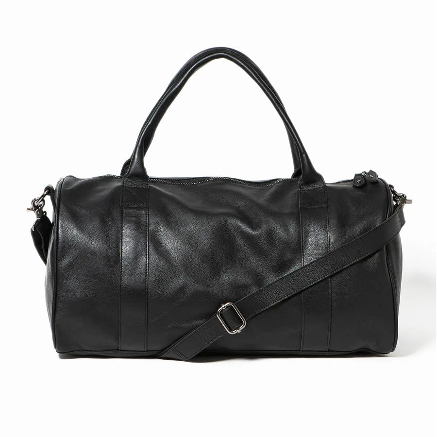 Stitch & Hide Leather Globe Weekender Bag - Black