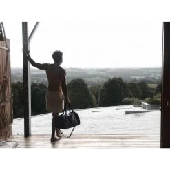 Stitch & Hide Leather Globe Weekender Bag - Black