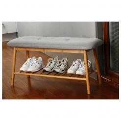 L.T. Williams Coastal Bamboo Bench With Rack