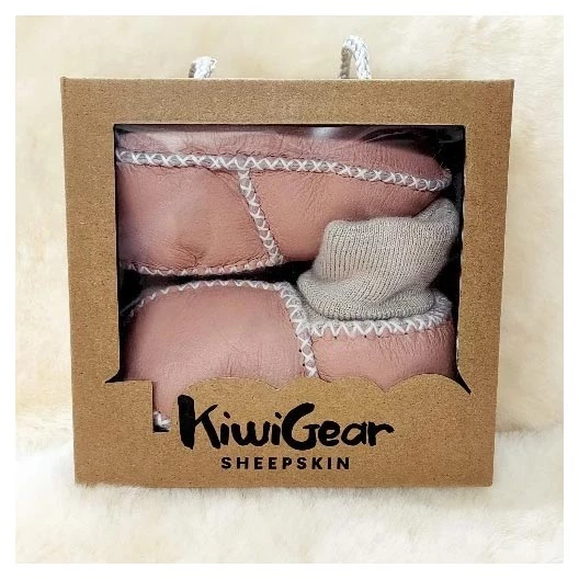 Kiwi Gear Kiwiana Sheepskin Baby Booties - Pink